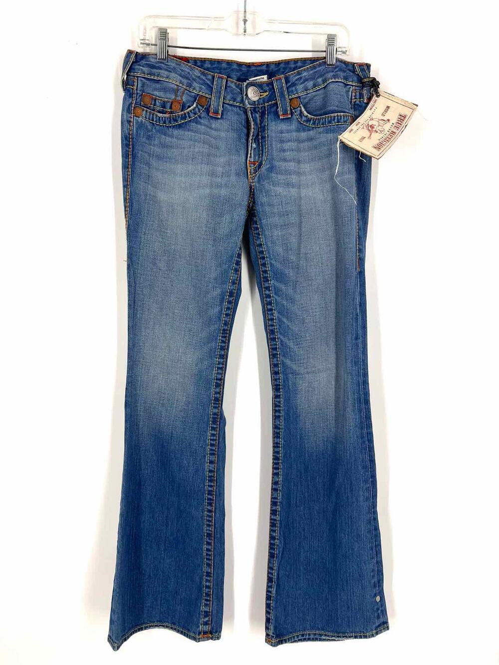 True Religion Size 31=12 Denim/Multi Stitched Flare NEW Premium Denim Jeans
